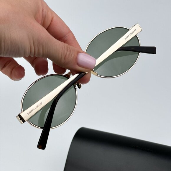 Saint Laurent SL692 003 BRAND NEW Sunglasses Gold Green Oval Men - Picture 2 of 13